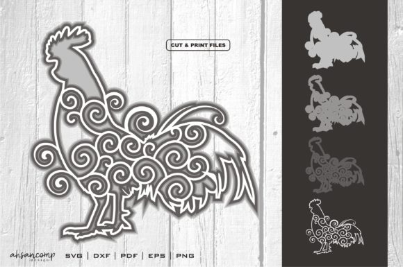 3D SVG Chicken for Shadow Boxes & Blog Graphics
