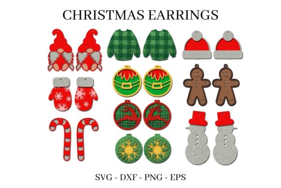 3D SVG Christmas Earrings Bundle for Festive Blog Graphics