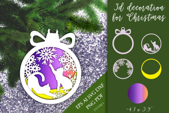 3D SVG Christmas Kittens for Branding