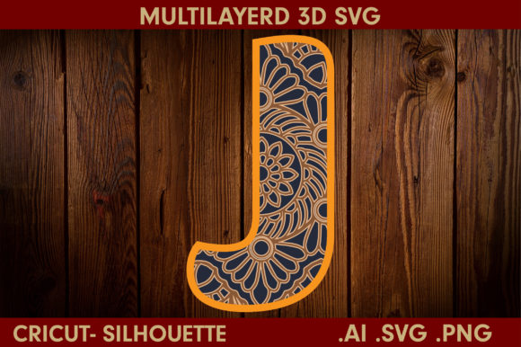 3D SVG Letter J for Shadow Boxes & Web