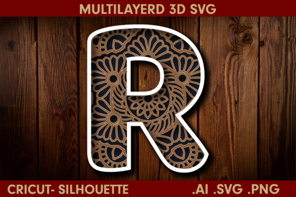 3D SVG Letter R for Shadow Boxes & Crafts
