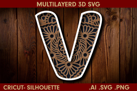3D SVG Letter V for Shadow Boxes & Branding