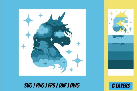 Christmas Unicorn Shadow Box: 3D SVG for Shadow Boxes