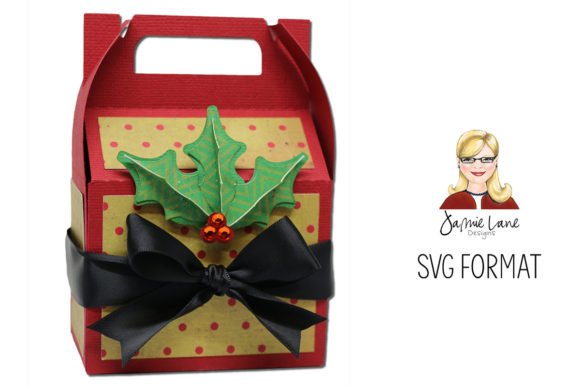 Holly Gable Box: A Festive 3D SVG for Christmas Packaging