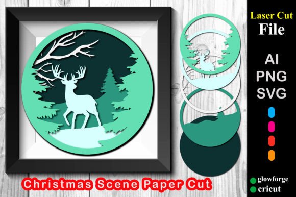 Layered Christmas Deer: 3D SVG for Festive Branding