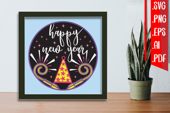 Layered New Year Papercut 10 SVG: 3D SVG for Shadow Boxes