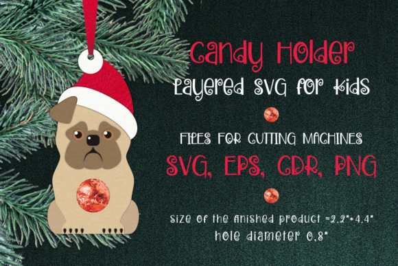 Pug Christmas Ornament 3D SVG for Festive Crafts